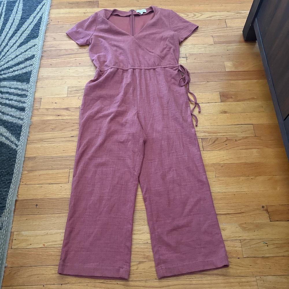 Women’s Mauve Short-Sleeve Wrap Jumpsuit